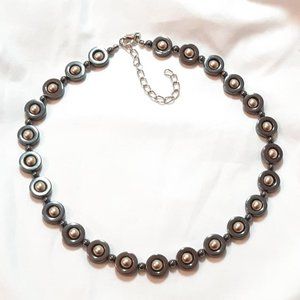 Choker Necklace Black Hematite "BROWN" Beads 15.5"